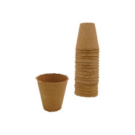 Pots biodégradables en fibres bois recyclées, ronds  H8,5 x Ø8cm (18 pièces)
