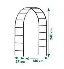 Pergola arche en acier plastifié vert, tube Ø13mm - H240x140x37cm