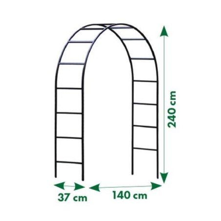 Pergola arche en acier plastifié vert, tube Ø13mm - H240x140x37cm