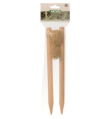 Cordeau en bois - corde de 20m - 2 piquets H30 x Ø1,8cm
