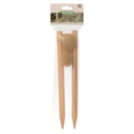 Cordeau en bois - corde de 20m - 2 piquets H30 x Ø1,8cm