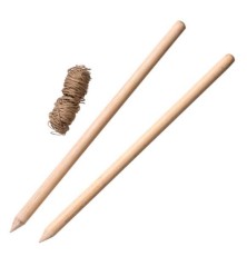 Cordeau en bois - corde de 20m - 2 piquets H30 x Ø1,8cm