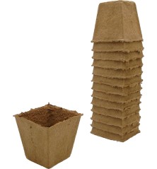 Pots biodégradables en fibres bois recyclées, carrés H8x8x8cm