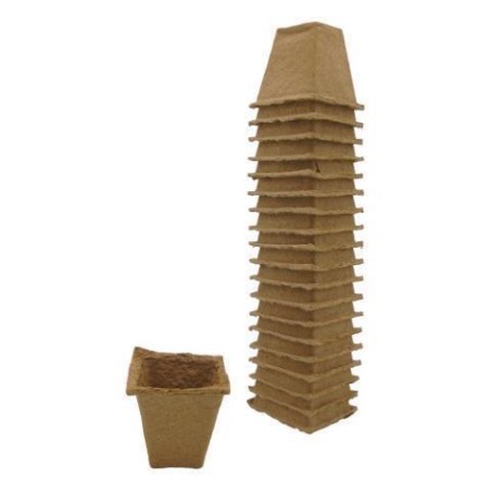 Pots biodégradables en fibres bois recyclées, carrés H6x6x6cm