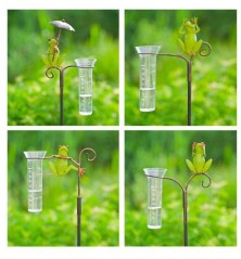 Pluviomètre décoratif Grenouilles avec support métallique