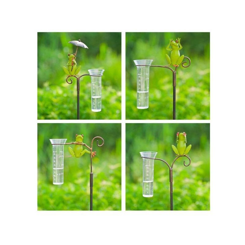 Pluviomètre décoratif Grenouilles avec support métallique