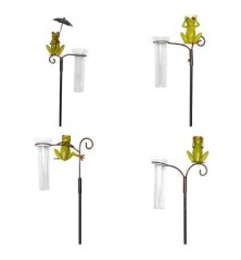 Pluviomètre décoratif Grenouilles avec support métallique