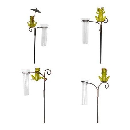 Pluviomètre décoratif Grenouilles avec support métallique