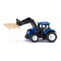 Tracteur New Holland avec fourche de palettes et palette inclue
