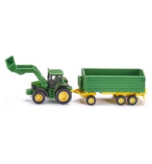 Tracteur John Deere avec chargeur frontal et remorque