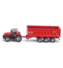 Tracteur Massey Ferguson avec remorque 3 essieux