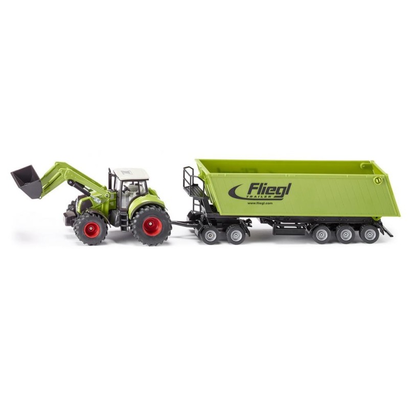 Tracteur avec chargeur, dolly et benne