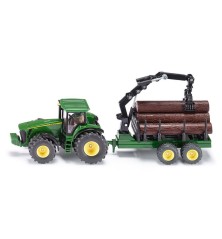 Tracteur John Deere avec remorque forestière
