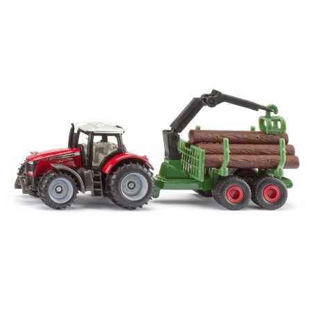 Massey Ferguson avec remorque forestière