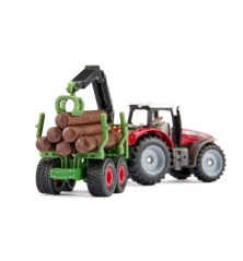 Massey Ferguson avec remorque forestière