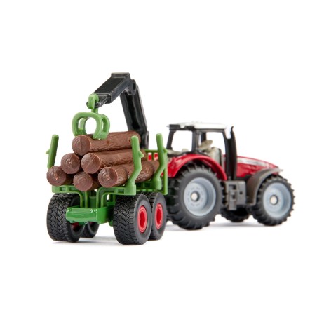 Massey Ferguson avec remorque forestière