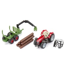 Massey Ferguson avec remorque forestière