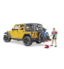 Jeep Wrangler Unlimited Rubicon avec VTT et cycliste