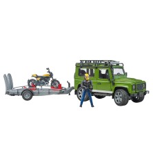 Land Rover Defender avec Ducati Scrambler Full Throttle et figurine
