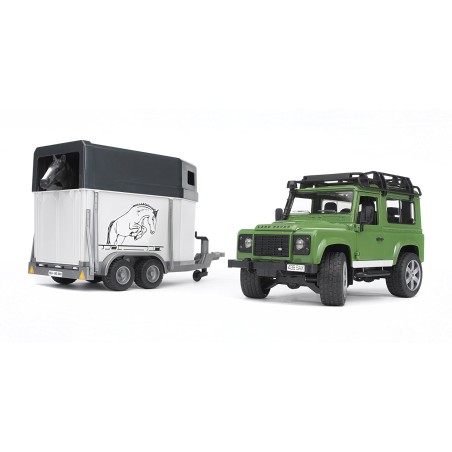 Land Rover Defender, remorque à chevaux + 1 cheval