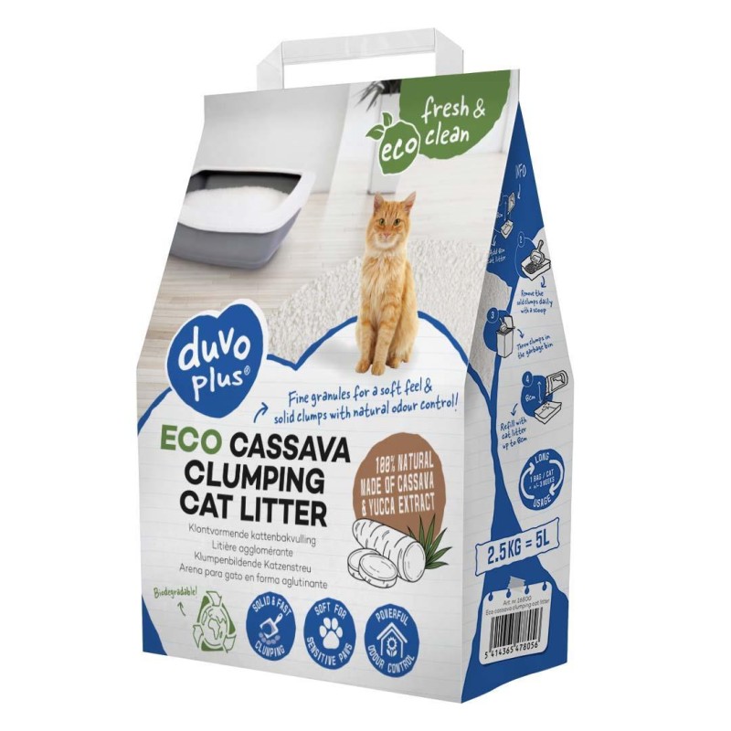 Manioc Litière agglomérante pour chats ECO 2.5kg-5L