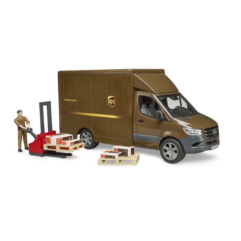 Camion UPS Mercedes Benz Sprinter avec conducteur et accessoires Bruder 1:16