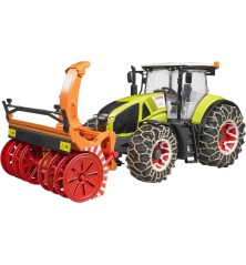 Tracteur Claas Axion 950 avec chaines à neige et fraise à neige