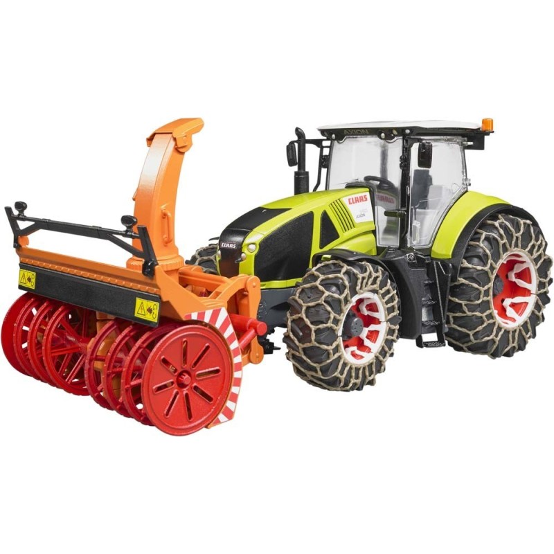 Tracteur Claas Axion 950 avec chaines à neige et fraise à neige