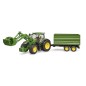 John Deere 7R avec chargeur avant et remorque tandem