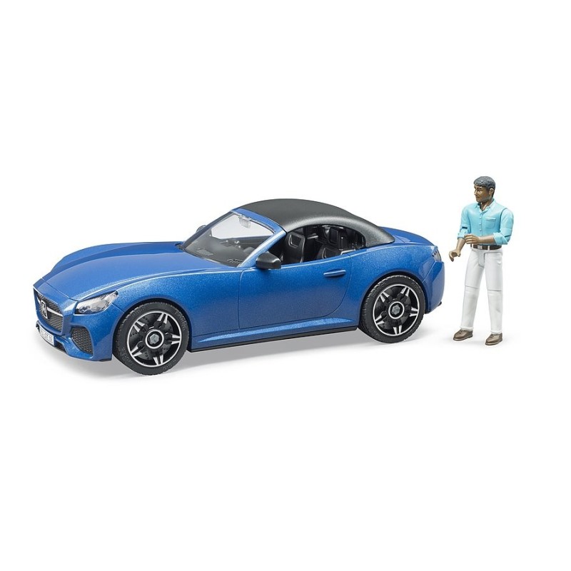 Roadster bleu métallisé Bruder avec chauffeur