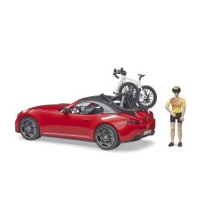 Roadster rouge métallisé avec Cycliste et vélo
