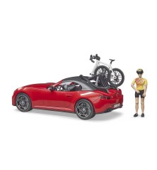 Roadster rouge métallisé Bruder avec Cycliste et vélo