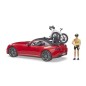 Roadster rouge métallisé Bruder avec Cycliste et vélo